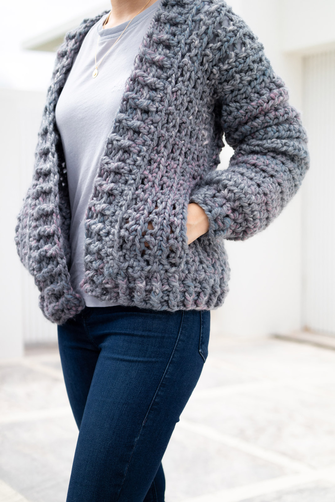 Chunky Crochet Bomber Cardigan with Pockets! Free Pattern + Video